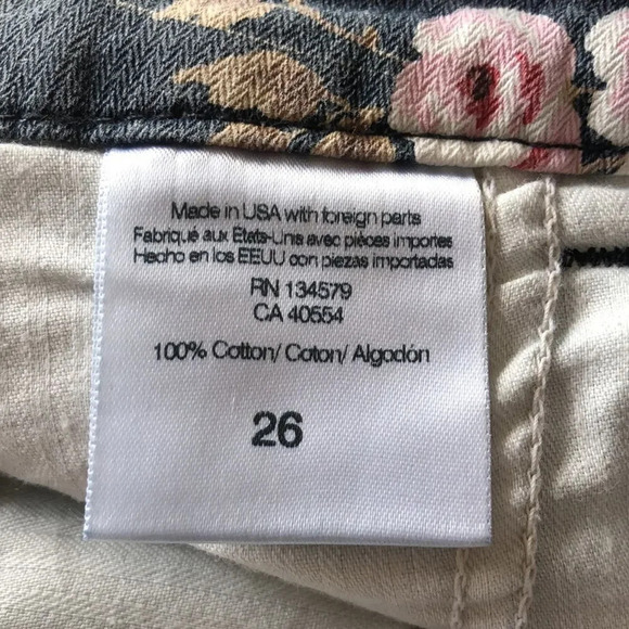 Sundry Frayed Hem Floral Print Red Tuxedo Stripe Shorts Size 26 - Picture 5 of 11